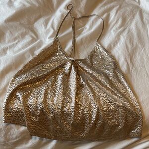 Astr Gold Metallic Tank Top